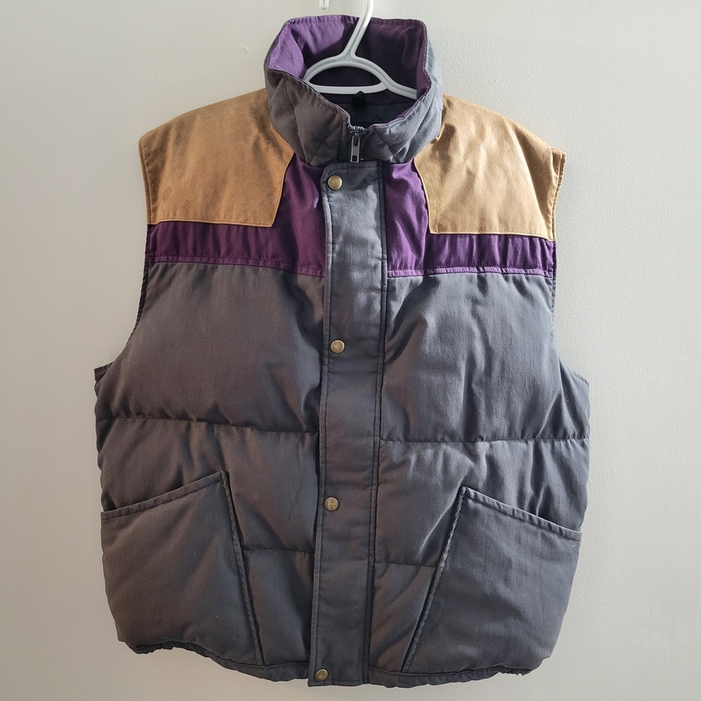 Vintage Woolrich Western Goose Down Puffer Vest Men's Size Large Made In USA
